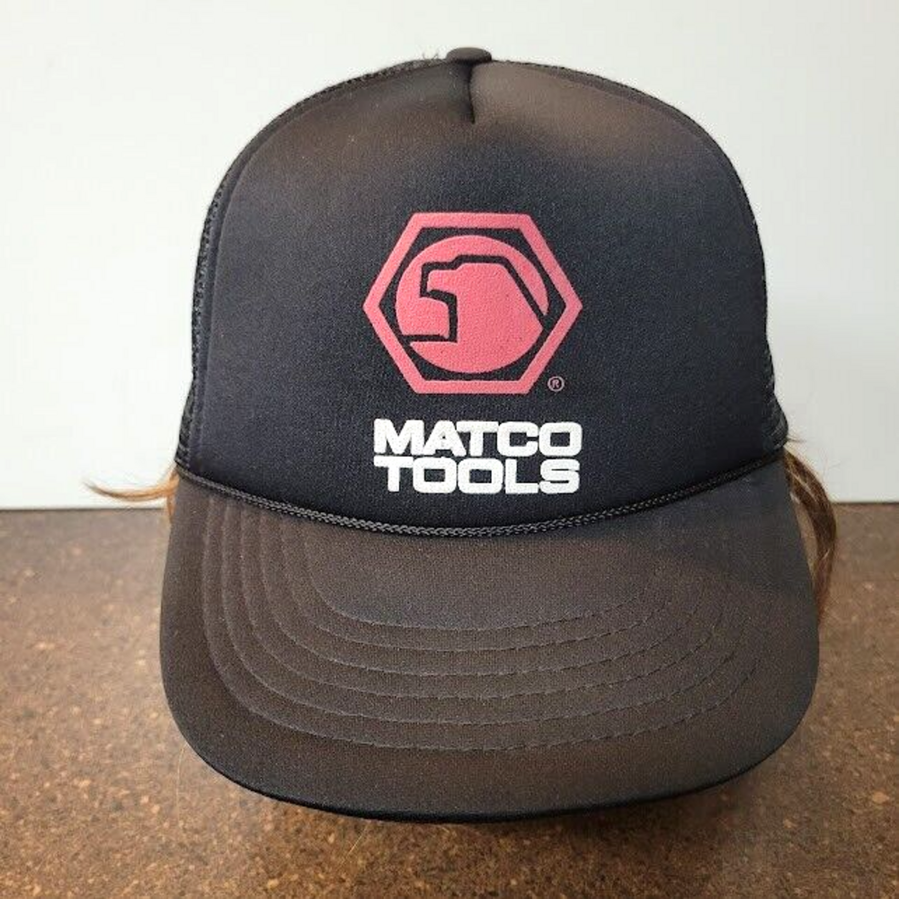 90s Vintage MATCO TOOLS Black Roper KC Trucker Baseball Hat Cap